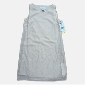 J.R. Nites By Caliendo Ivory Beaded V Neck Lined Event Classic Sheath Dress